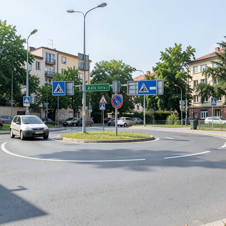 Pravidla pro dávání přednosti na kruhovém objezdu kdo musí dát přednost a proč - ilustrační foto