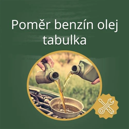 Míchání benzínu s olejem do nádoby pro nářadí.