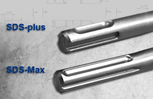 Porovnání vrtáků systému SDS plus a SDS Max pro kladivo.