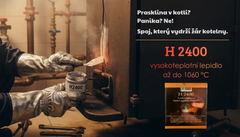 Návod na použití vysokoteplotního lepidla H2400 pro opravu kotle.