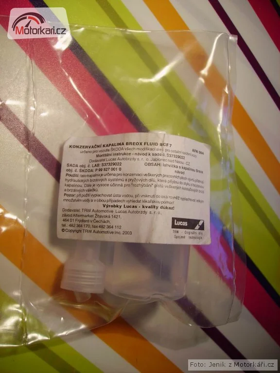 Sada na mazání brzdových vodítek a třmenů s kapalinou Breox Fluid BCF7.