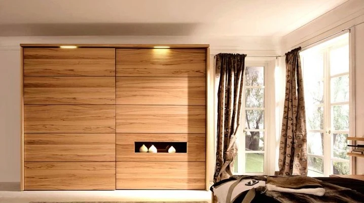 Wooden wardrobe with sliding doors