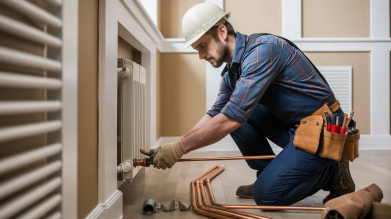 Montér žíhá měděnou trubku pro instalaci topení nebo vody.