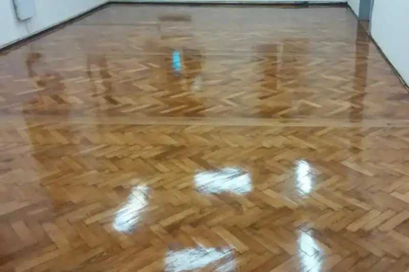Polished parquet floor