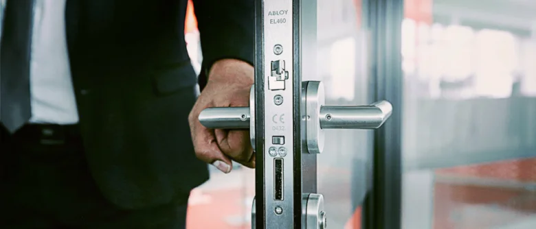 Door lock mechanism close-up