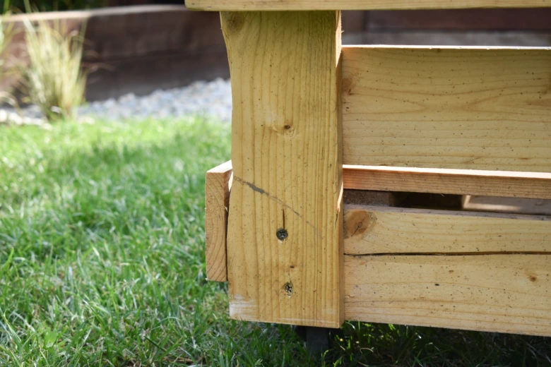 Wooden pallet furniture detail