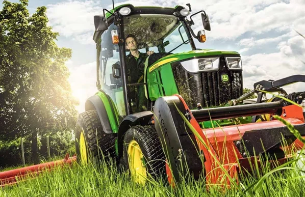 Green tractor with loader