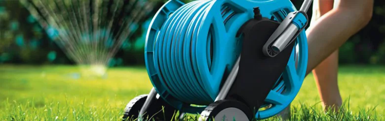 Hose reel on grass