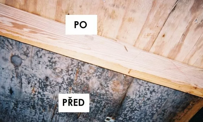 Porovnání dřeva po sušení předem s plátnem proti dřevu bez něj.