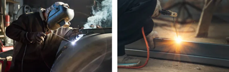 Welder working on metal