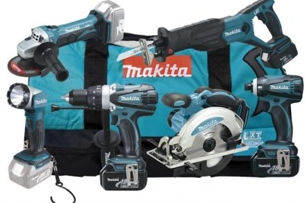 Sada nářadí značky Makita s bateriemi pro domácí i profesionální použití.