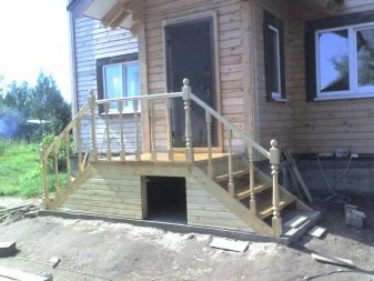 Wooden porch with stairs